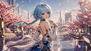 樱花都市蓝发机甲美少女