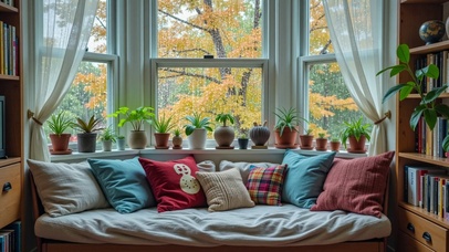 【雨景】在窗前休息