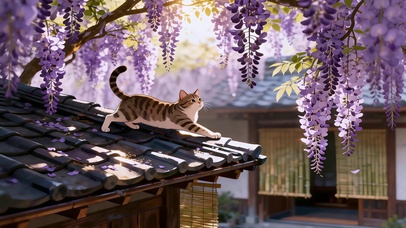 屋檐慵懒小猫