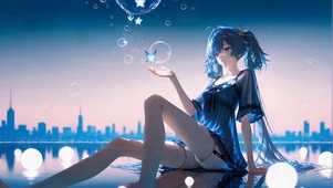 梦幻蓝发二次元少女尤诺