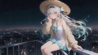 夜晚天台女孩
