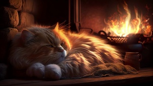 火边的猫咪