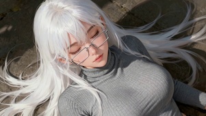 高领毛衣少女的闲适次元感