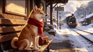 候车柴犬
