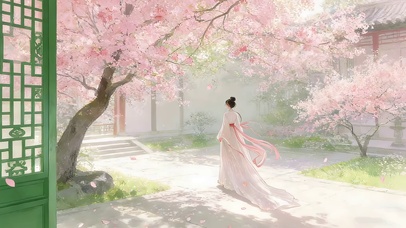 樱花树古风女孩