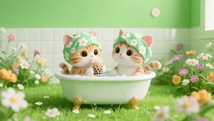 护眼浴缸萌猫