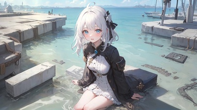 AI绘画星瞳海边少女