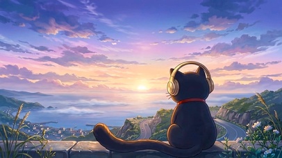 猫咪看日出