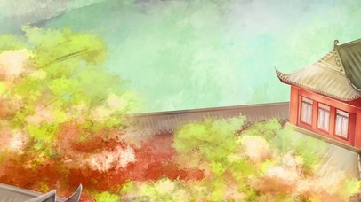 中国风秋天唯美建筑山林落叶山水