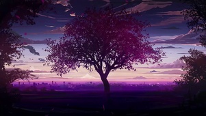 紫色落叶