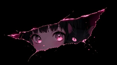 粉色少女和猫