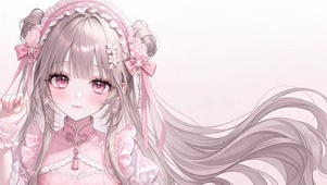粉发古风少女 花瓣