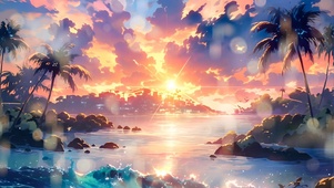 4K 傍晚海岸线