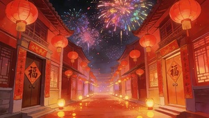 新年过年过节灯笼烟花气氛