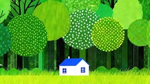 护眼绿景树木带鱼屏