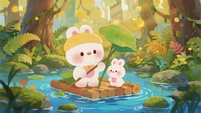 林间竹筏