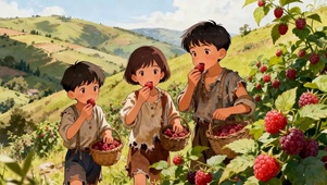 吃桑葚小孩