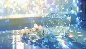清新治愈阳光白花玻璃杯