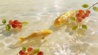 清澈水面锦鲤
