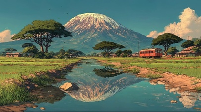 清新草原溪流