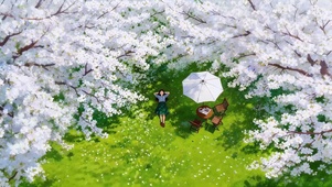 樱花树下女孩