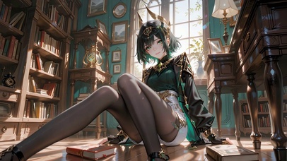书房黑丝少女-奈芙尔