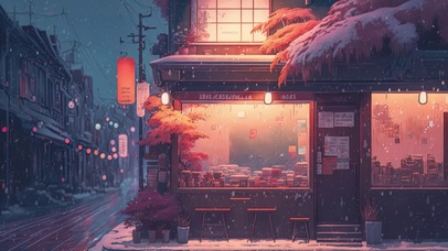 冬季雪夜