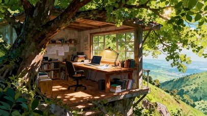 自然治愈的工作办公室山景疗愈