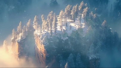 阳光冬日积雪山峰