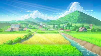 唯美插画乡村田野