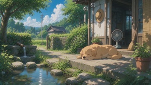 轻松夏日小狗