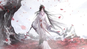 霁川站在梅花树下