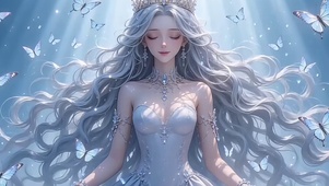 闭眼浅笑的温柔少女
