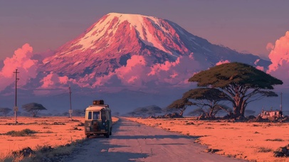 雪山下的草原小径