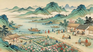水墨青山下小镇