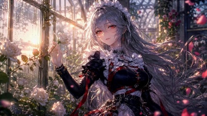 花园银发少女