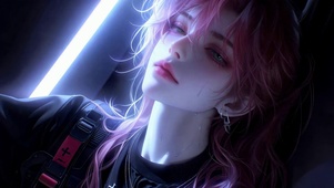 赛博朋克粉发少女