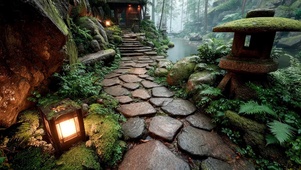 清新绿色庭院小径