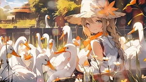 女孩和鸭鸭