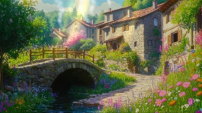 郊外古朴静谧小镇建筑