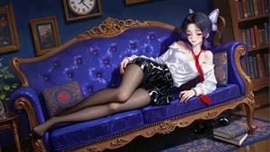 书房白衫黑丝萝莉蝴蝶忍