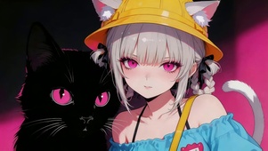女孩和猫仔