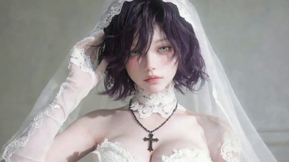 紫发婚纱二次元美少女
