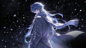   星空雪下的紫发美男