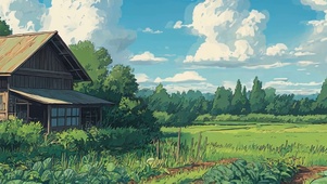 白云树木田地带鱼屏