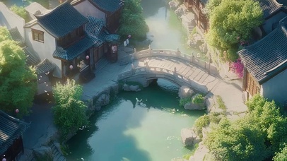 朦胧春夏午后小桥流水