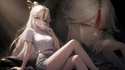银发古风二次元美少女