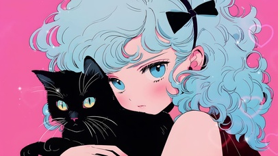 复古少女和猫猫