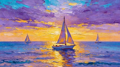 油画海景