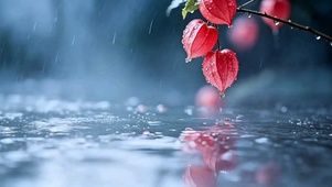 治愈灯笼花小雨4K